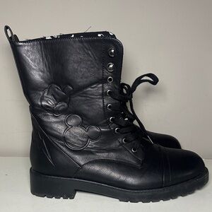 Disney embossed Black faux Leather Women's Boots size 12 wide